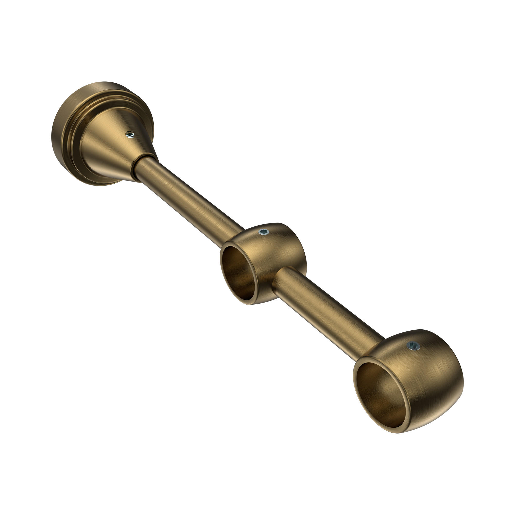 TRÄGER FÜR GARDINENSTANGEN 16 mm Ø, Primus 2-läufig, Messing Antik - Bronzefarben, Metall (19.2/4/4cm) - INTERDECO