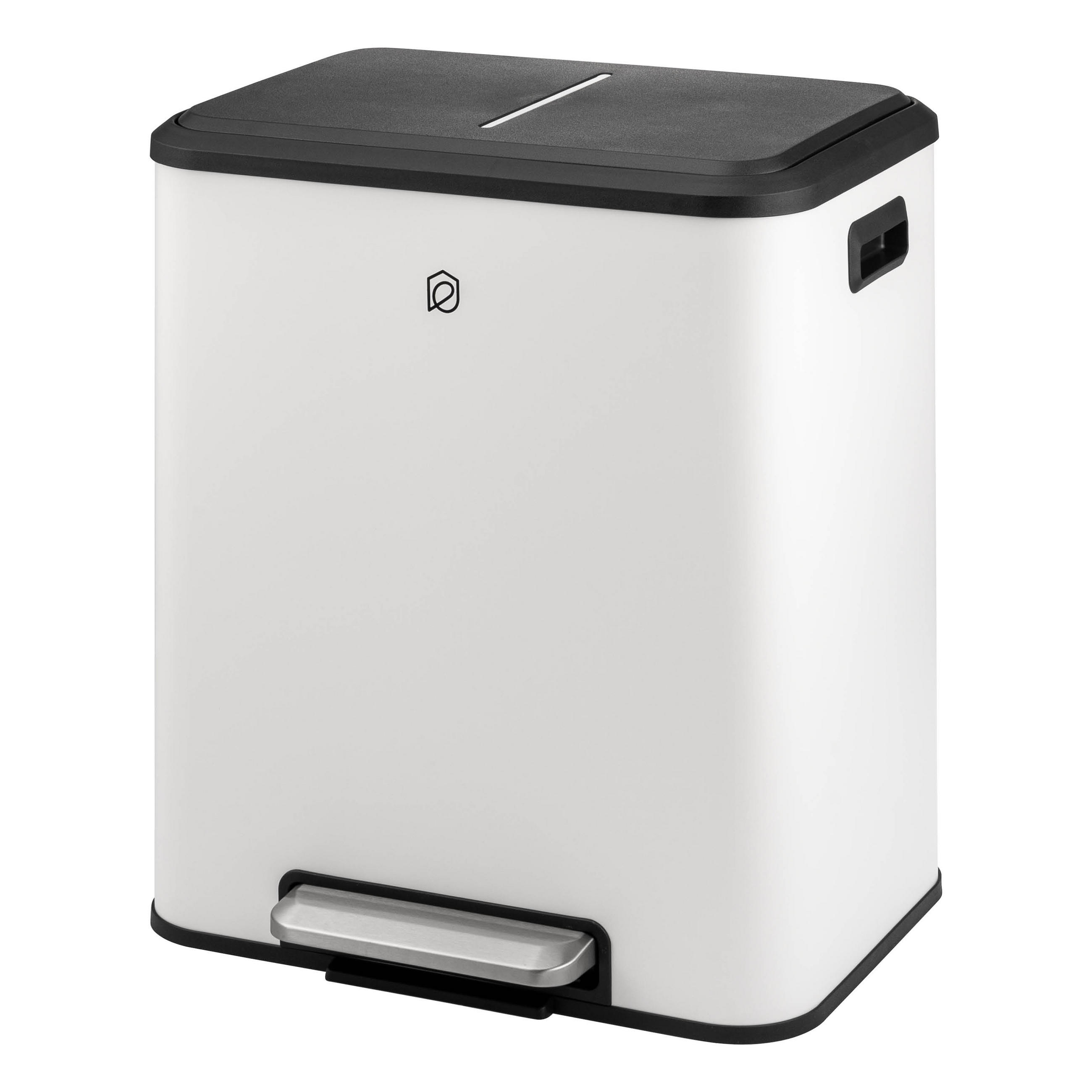 ABFALLEIMER 30 Liter, weiß - Weiß, Metall (42.5/50/33.5cm) - eluno