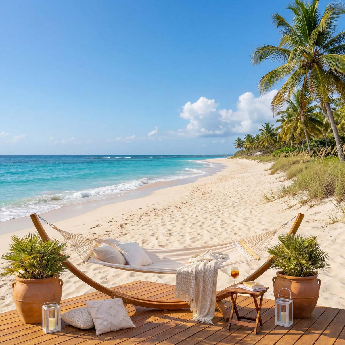 HÄNGEMATTE MIT GESTELL Braun, Cremeweiß - Braun/Weiß, Holz (320/114/98cm) - MCW