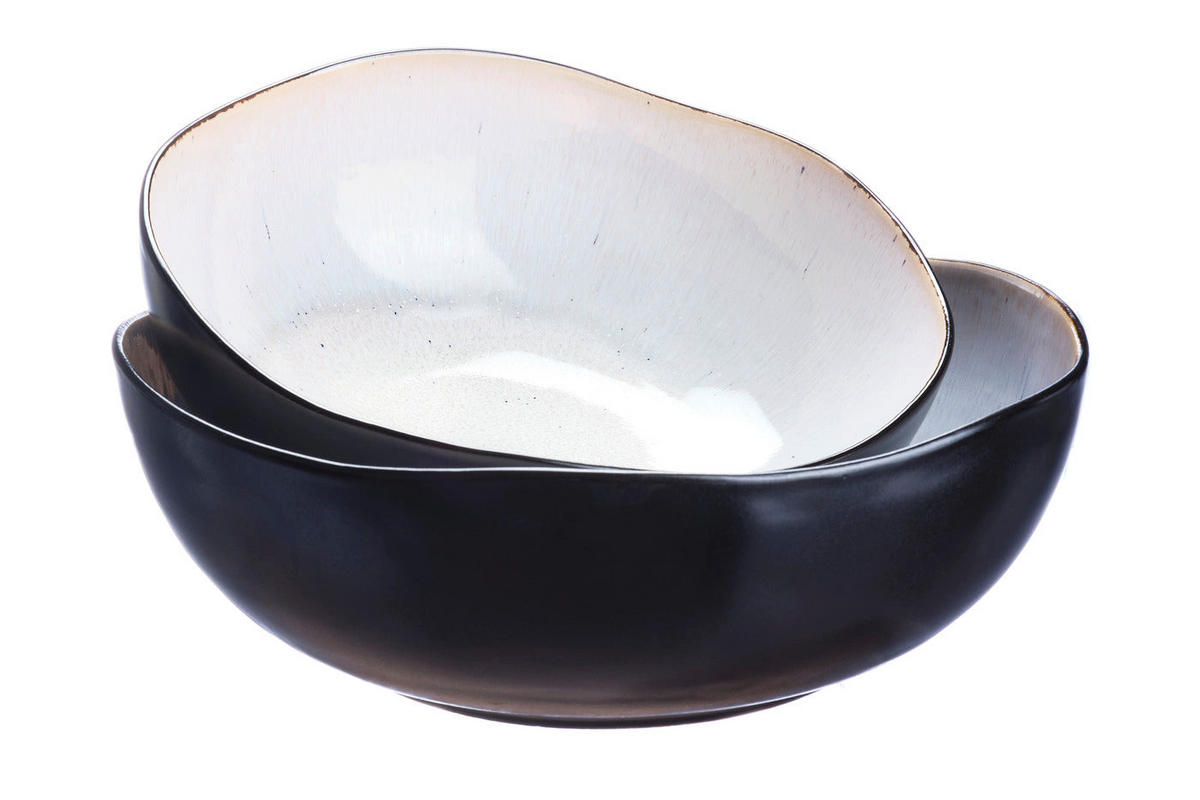 SALATSCHALEN Iris Ø24cm und Ø28,5cm - 2er-Set - Elfenbeinweiß - Weiß, Keramik - Björn