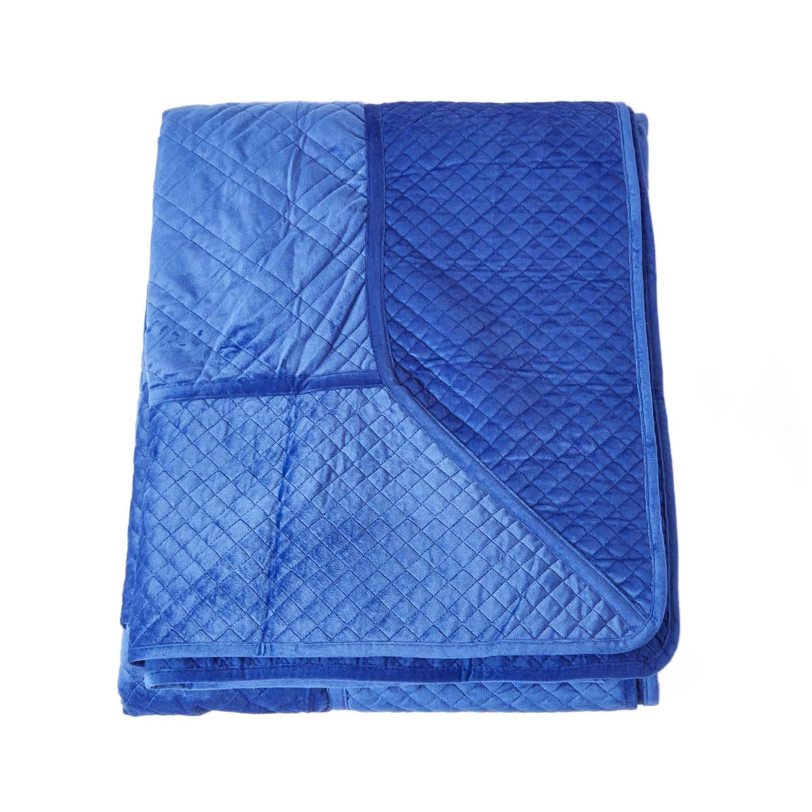 TAGESDECKE Samt 250/260 cm, geometrisch gemustert - Blau, Textil (250/260cm) - Homescapes
