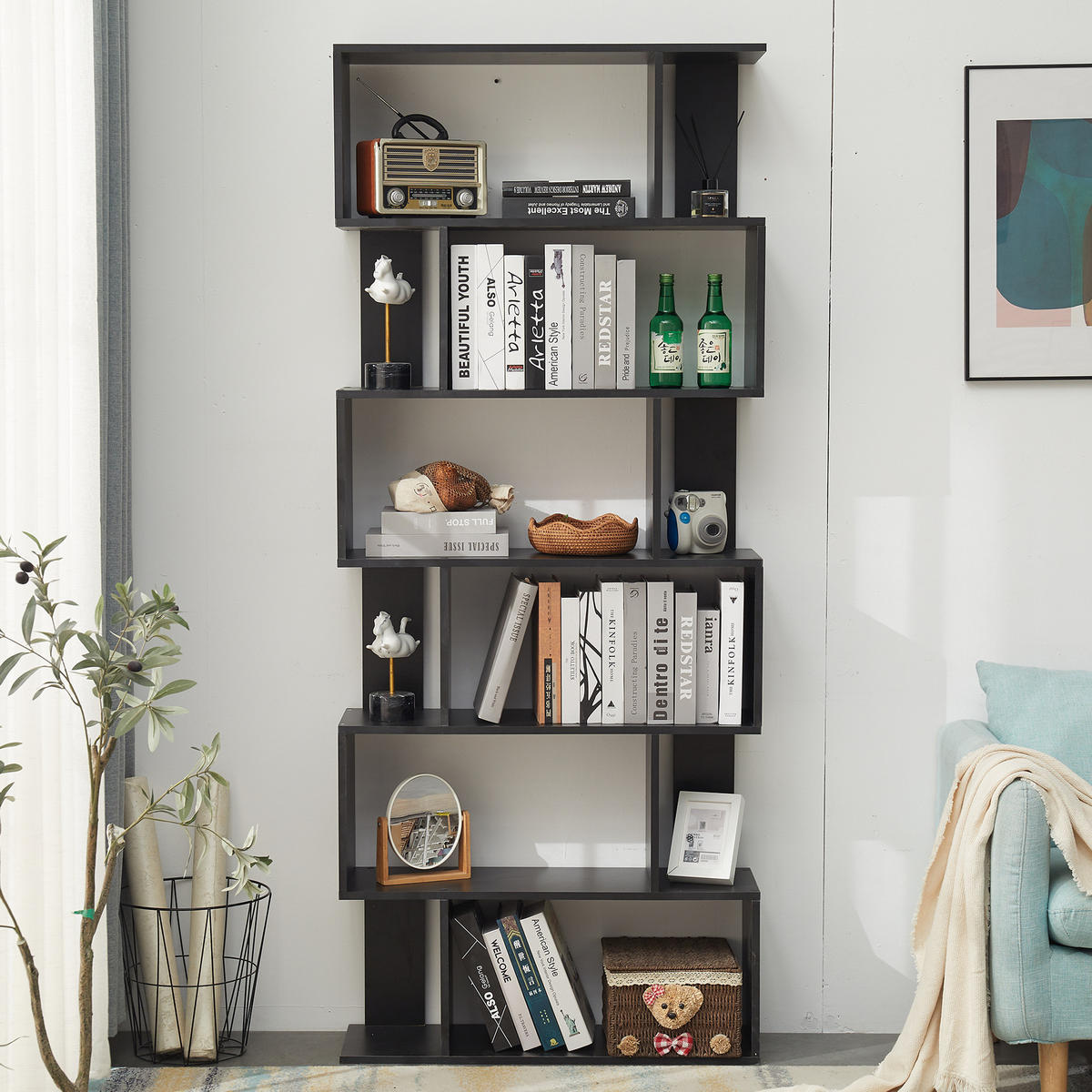 BÜCHERREGAL Schwarz 24/60/190 cm - Schwarz, Holzwerkstoff (24/190/60cm) - Mobili Rebecca