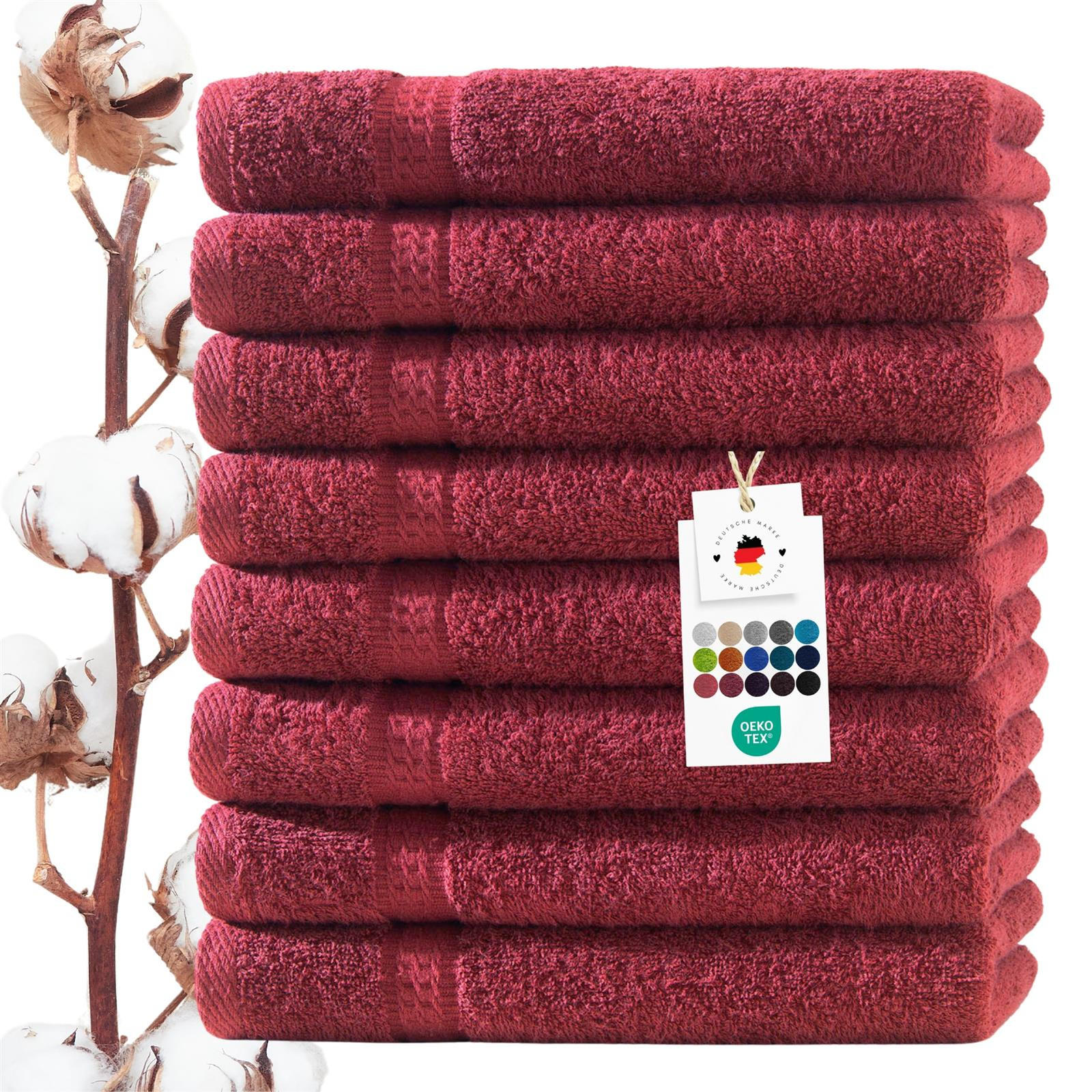 GÄSTEHANDTUCH 30x50 cm Frottier Gästetuch im 8er Set aus 100% Baumwolle, Rot 500g/m2 - Bordeaux, Textil (35/50cm) - Carpe Sonno