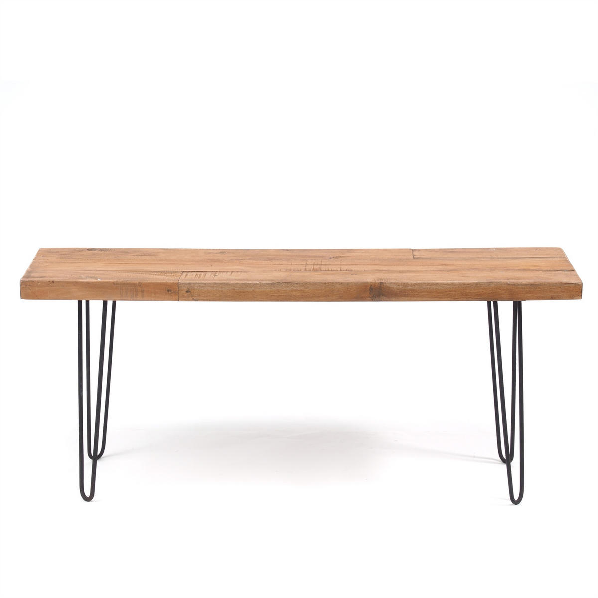 SITZBANK BOHLE Mahagoni Holz mit Metallgestell naturfarben - Naturfarben, Holz (120/50/30cm) - DESIGN DELIGHTS
