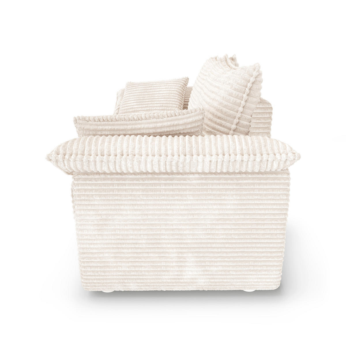 SOFA 3-Sitzer Gerippter Samt XXL Creme 232cm - Creme, Textil (232/92/102cm) - Sia Home