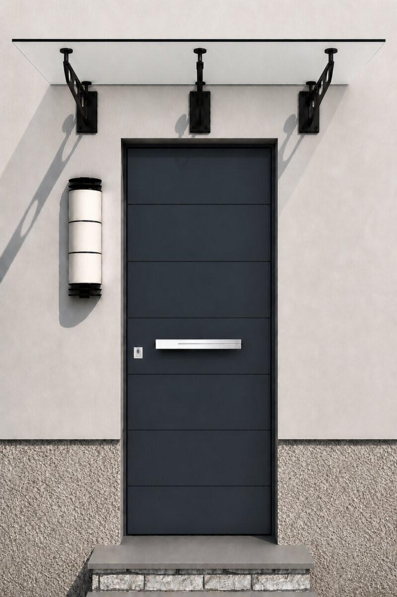 GLASVORDACH 230x90 cm Sicherheitsglas Edelstahl Satiniert S-Schwarz - Weiß, Glas (230/1.31/90cm) -  Glaswerk Westfalen