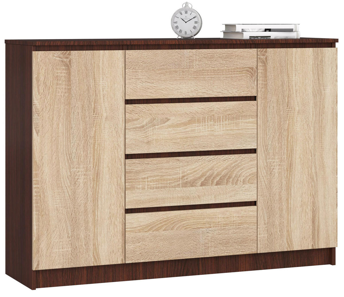 KOMMODE Wengefarben, Sonoma Eiche 138x40x99 cm - Wengefarben/Sonoma Eiche, Holzwerkstoff (138/99/40cm) - Akord