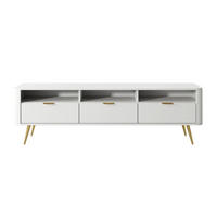 TV-SCHRANK Oval Weiß mit 3 Schubladen 160 cm - Goldfarben/Weiß, Holzwerkstoff/Metall (162/49/38cm) - Selsey