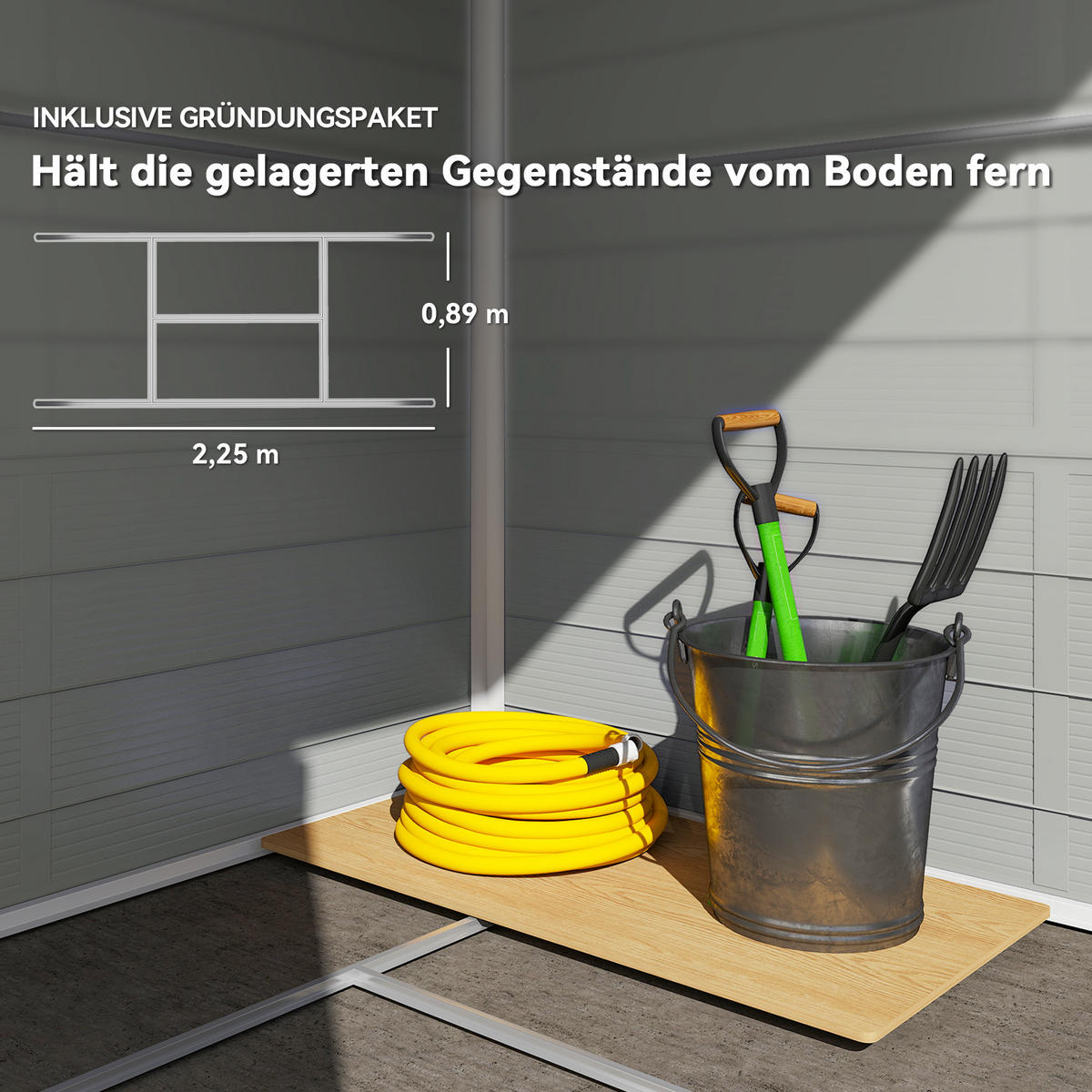 GERÄTEHAUS 4,1m², Geräteschuppen mit Satteldach, 240 x 190 x 228 cm, Kunststoff - Hellgrau, Kunststoff (190/228/240cm) - Outsunny