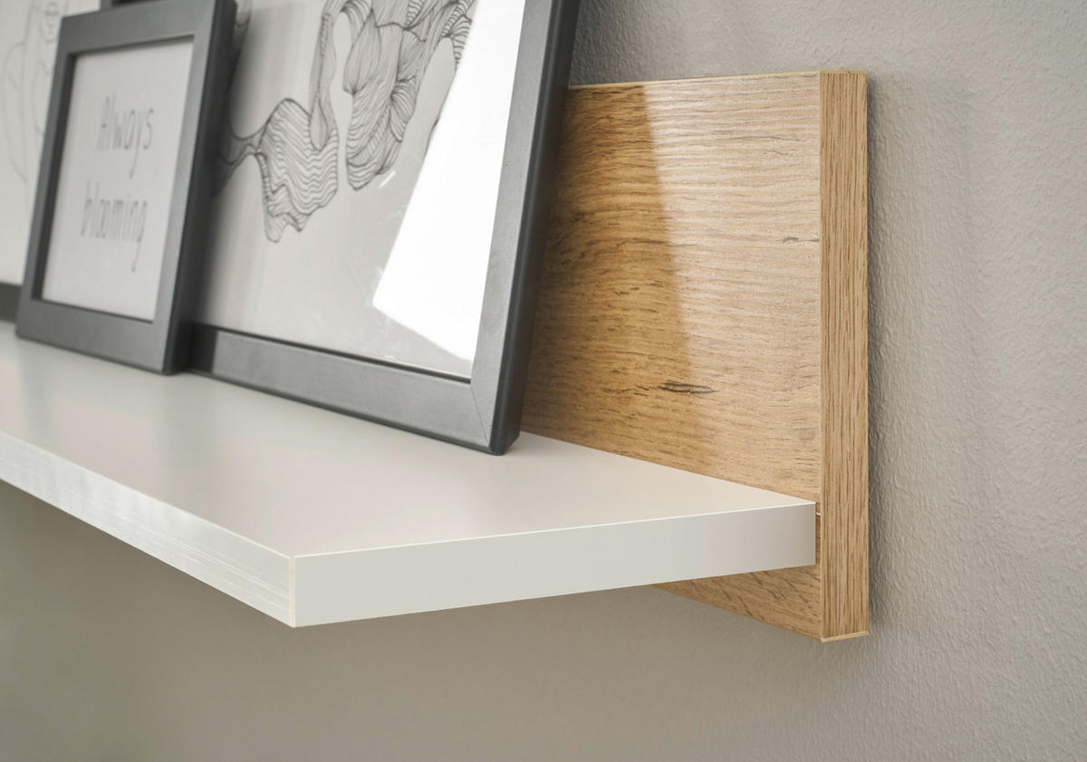 WOHNWAND Sekretär weiß, Wotan Eiche, Wohnkombination 5-teilig 250 cm - Silberfarben/Eiche Wotan, Holzwerkstoff/Kunststoff (250/157/40cm) - Furn.Design