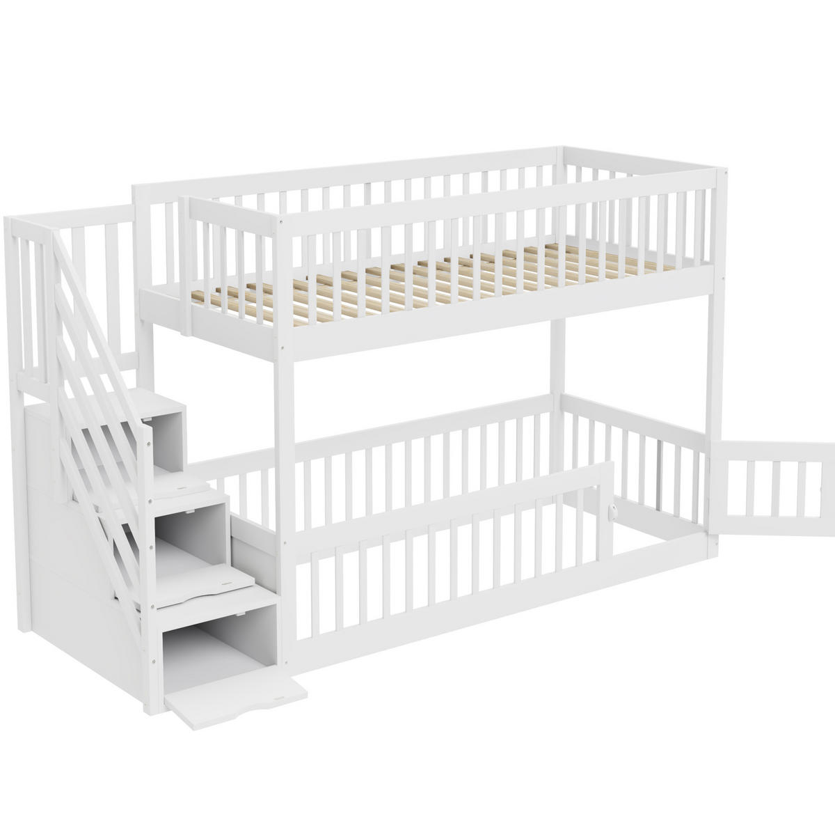 ETAGENBETT 90x200 cm in Weiß mit Stauraumtreppe und Schubladen - Weiß, Holz (90/200cm) - IVMEU