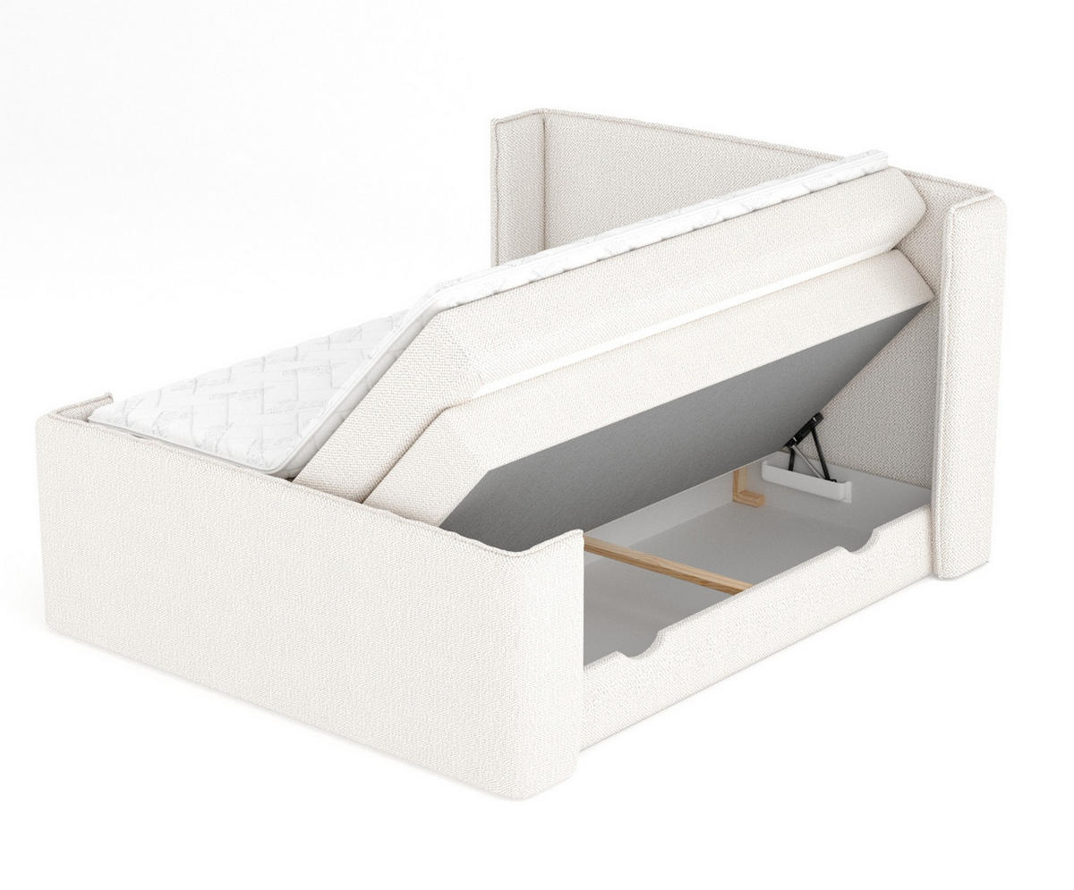 BOXSPRINGBETT Freeland Creme 160/200 cm mit Matratze und Topper - Creme/Schwarz, Holz/Holzwerkstoff (160/200cm) - Maison de Reve