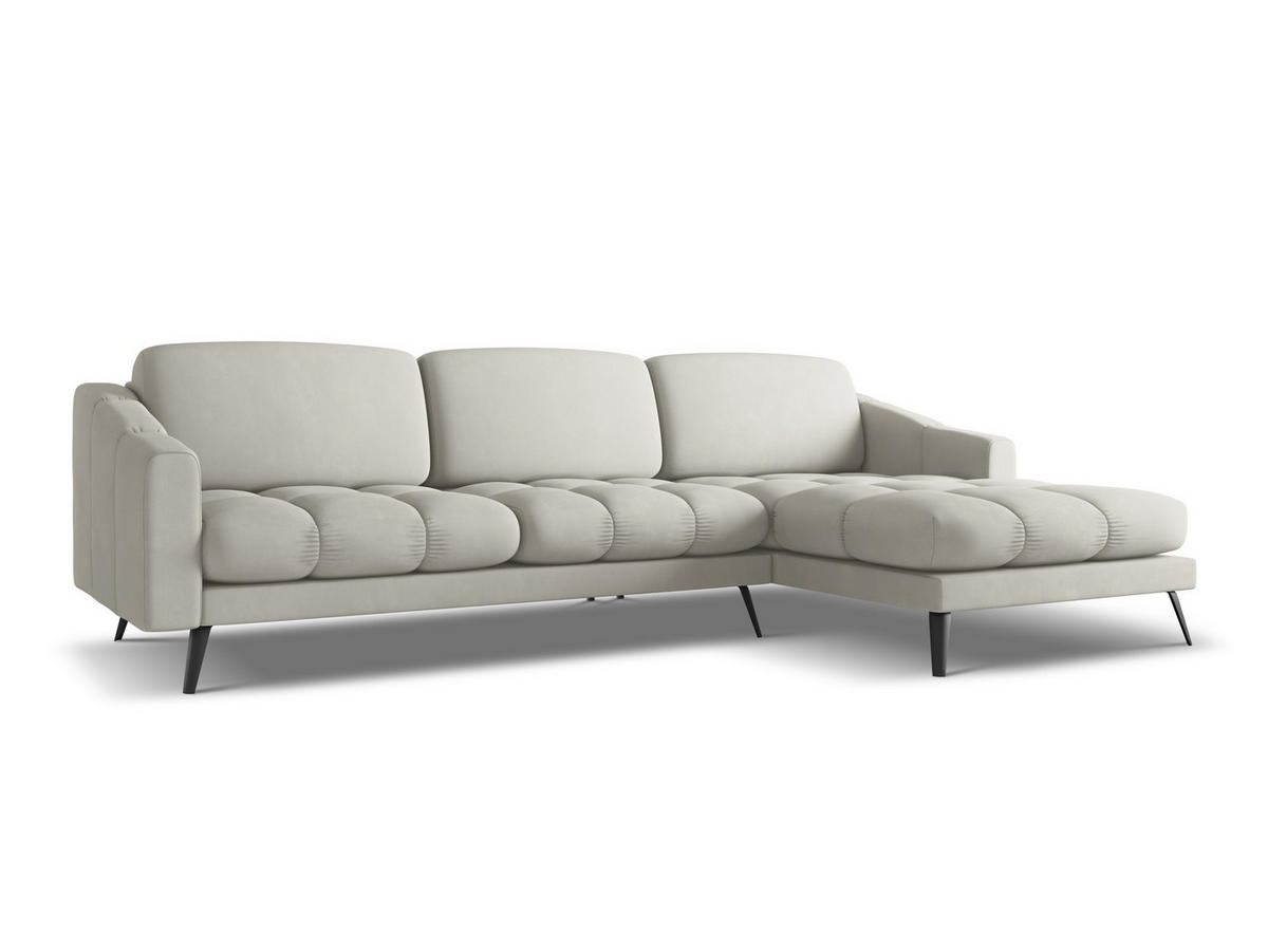 ECKSOFA Rechts Chenille Stoff Beige - Beige/Schwarz, Textil/Metall (264/160cm) - Makamii