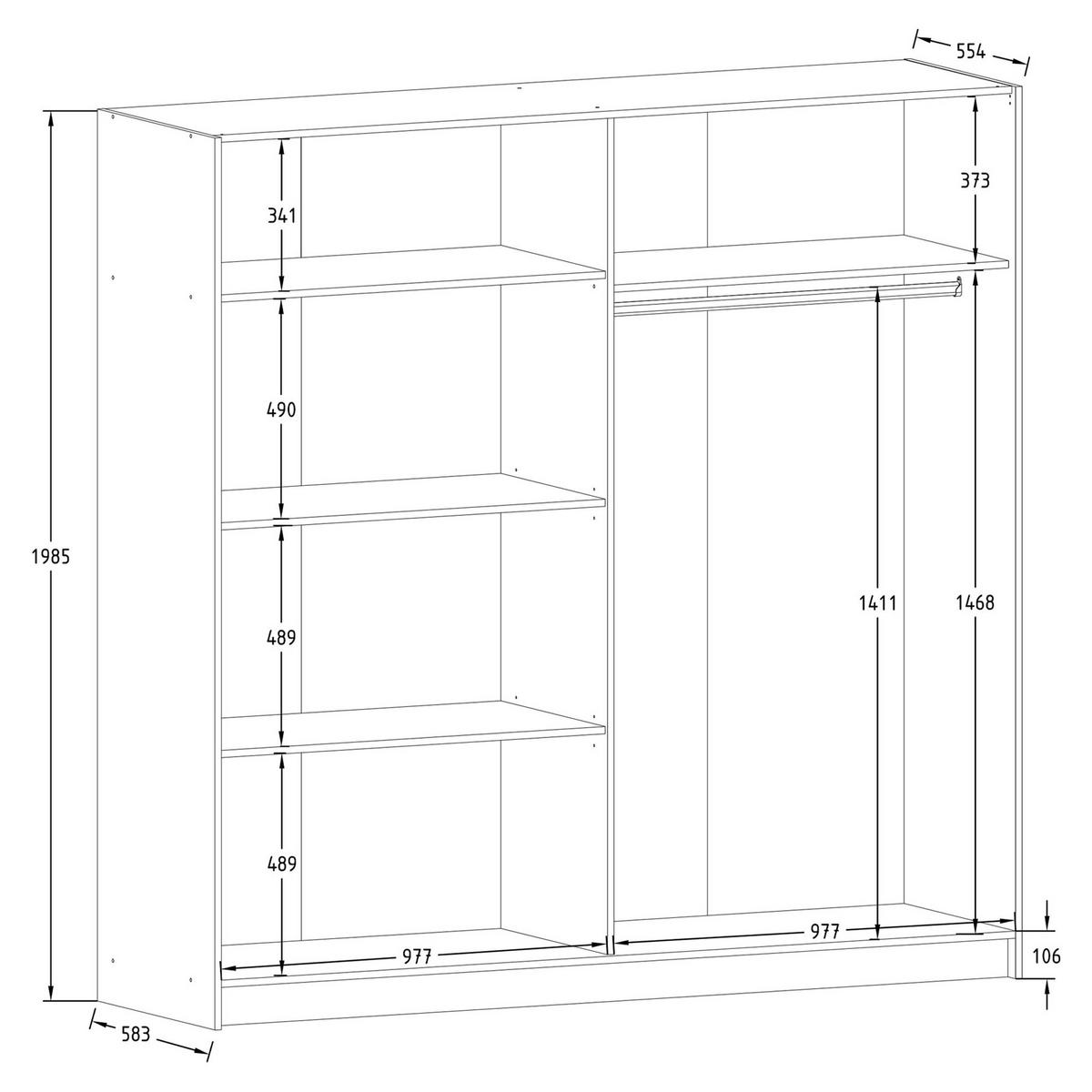 SCHIEBESCHRANK CASTARI Weiß / Artisan Eiche - Weiß/Eiche Artisan, Holzwerkstoff (200.2/198.5/62cm) - KONSIMO®