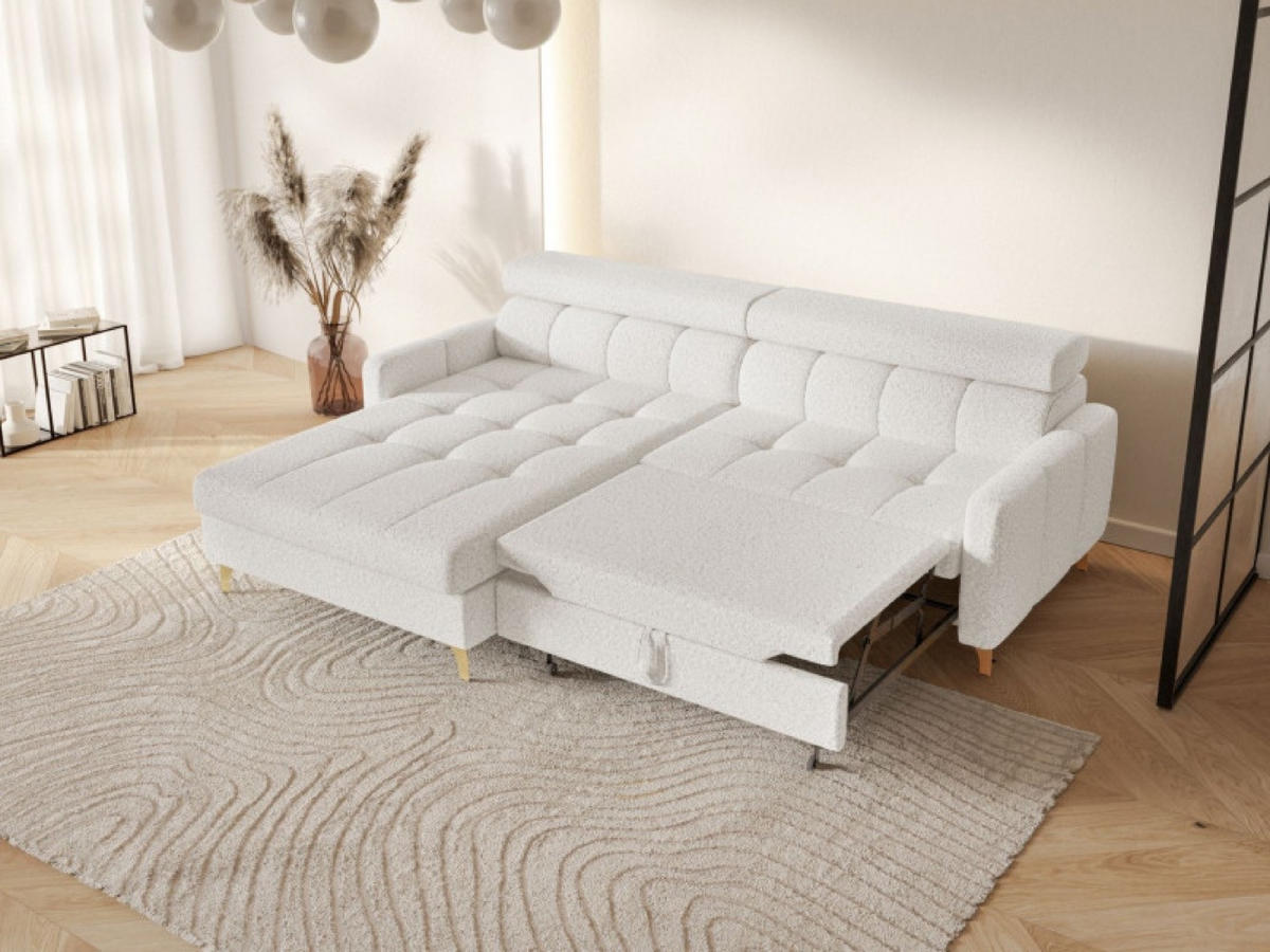 ECKSOFA Milch BAMBINO Mit Verstellbaren Kopfstützen Links - Weiß, Textil (223/174cm) - Sepro Meble