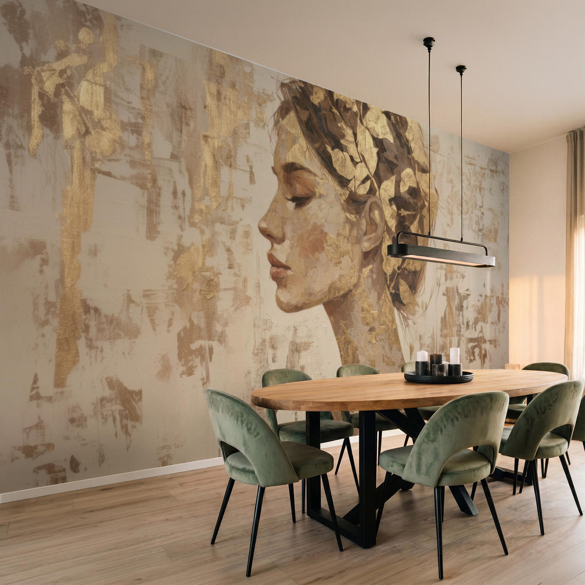 TAPETE - Frau - Gold - Abstrakt - Textur - 500x260 cm - Goldfarben, Papier (500/260cm) - OnlyWow