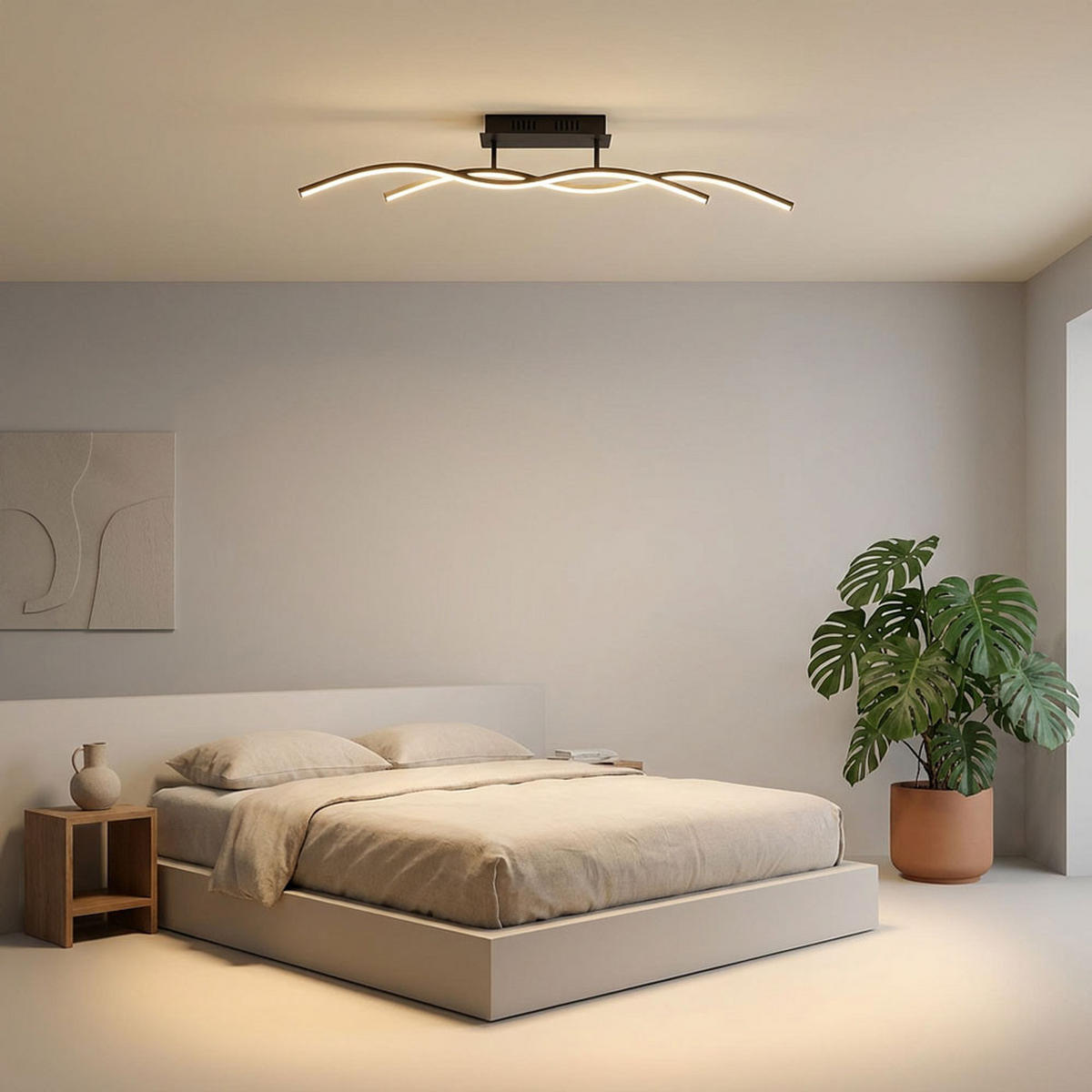 LED DECKENLEUCHTE MARIUS Schwarz Graphit - Schwarz, Metall (88/8/15.5cm) - Globo Lighting