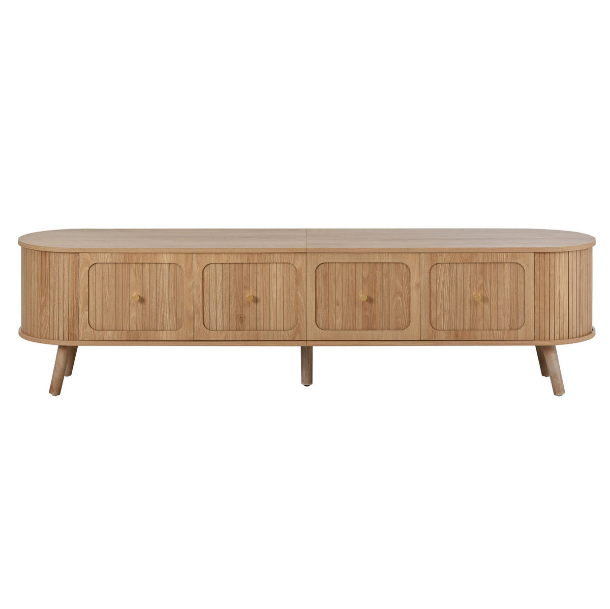 TV-SCHRANK aus MDF und Holzwerkstoff 180x38x47 cm Eichefarben mit Klapptüren und Stauraum im Vintage-Look - Braun, Holzwerkstoff (180/47/38cm) - Modfu