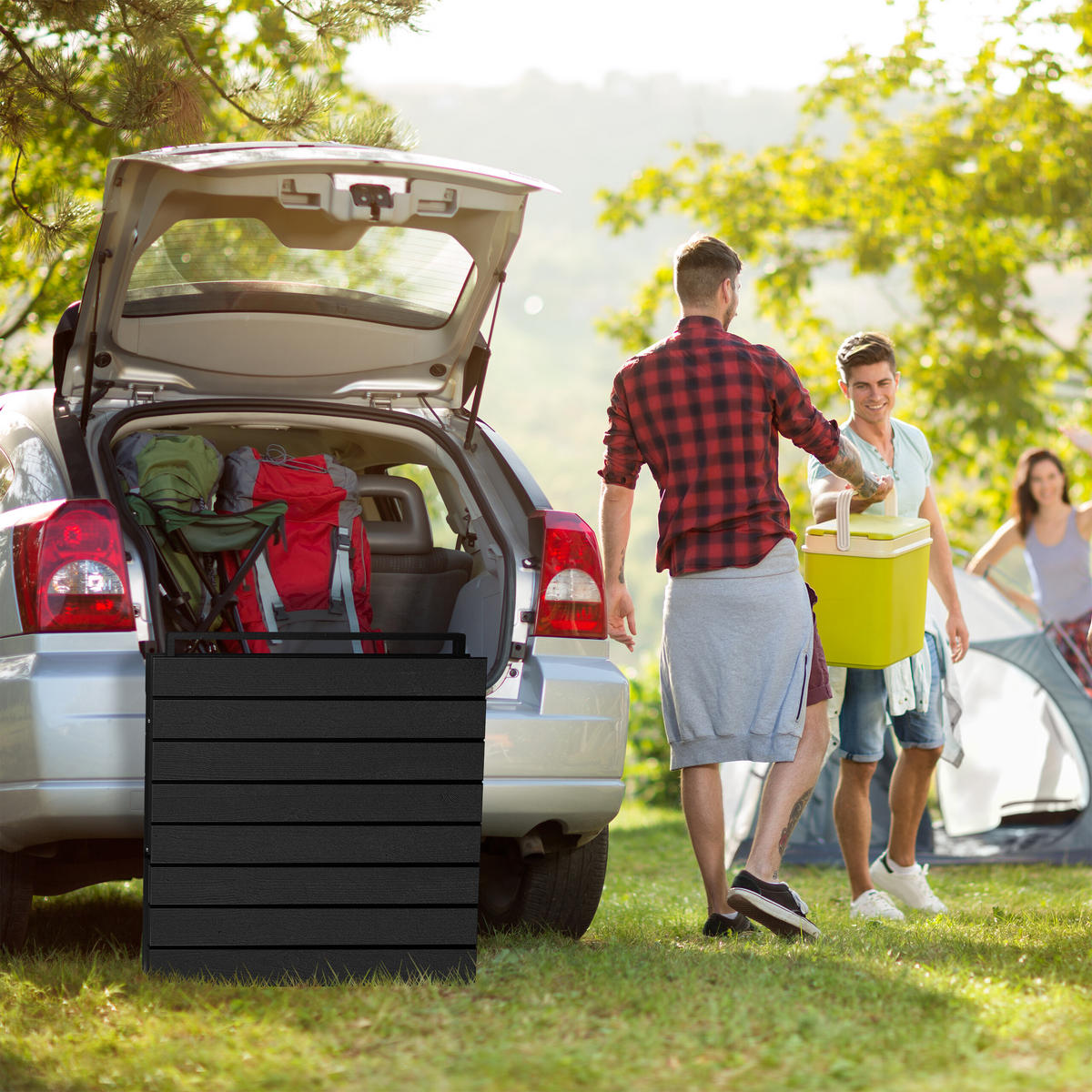 GARTENTISCH - Schwarz, Kunststoff/Metall (78/166/76cm) - Relaxdays