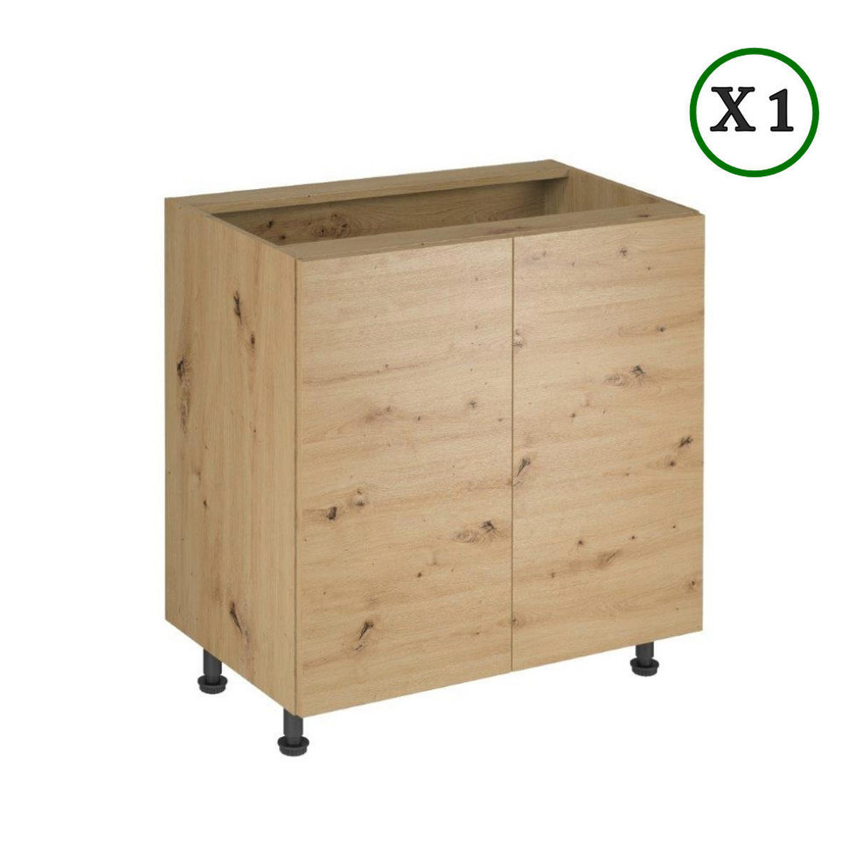 KÜCHENZEILE 260 cm - Langen K19-M260 - in Artisan Eiche - Schwarz/Eiche Artisan, Holz/Holzwerkstoff (260/210/47cm)