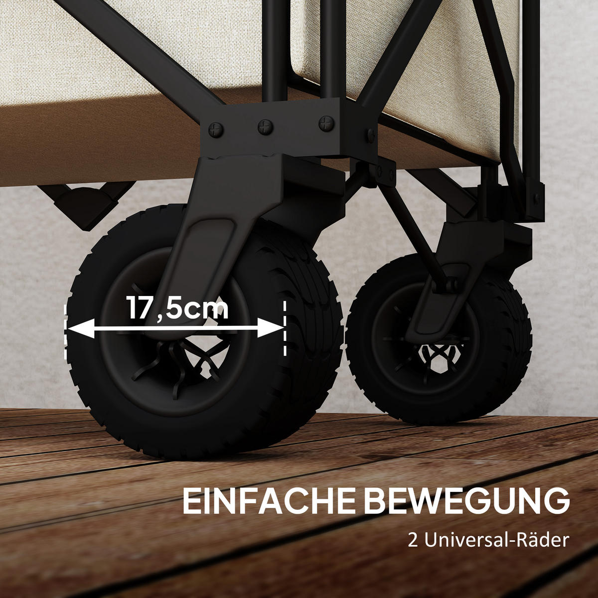 GARTENWAGEN 100 kg belastbar, klappbar Transportwagen mit herausnehmbare Plane - Beige, Metall (48/92/90cm) - Outsunny