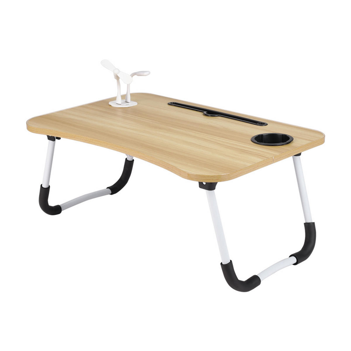LAPTOPTISCH Klappbarer mit USB-Anschlüssen für Bett und Couch in Holzoptik - Naturfarben, Metall (40/60/28cm) - Livingandhome