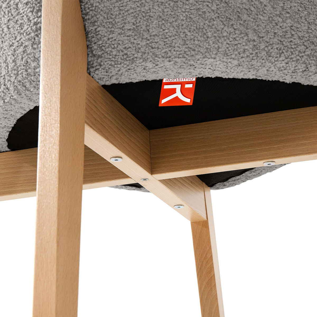 POLSTERSTUHL LONIS Esszimmerstühle 2er Set - Eichefarben/Hellgrau, Holz/Textil (55/82/54cm) - KONSIMO®