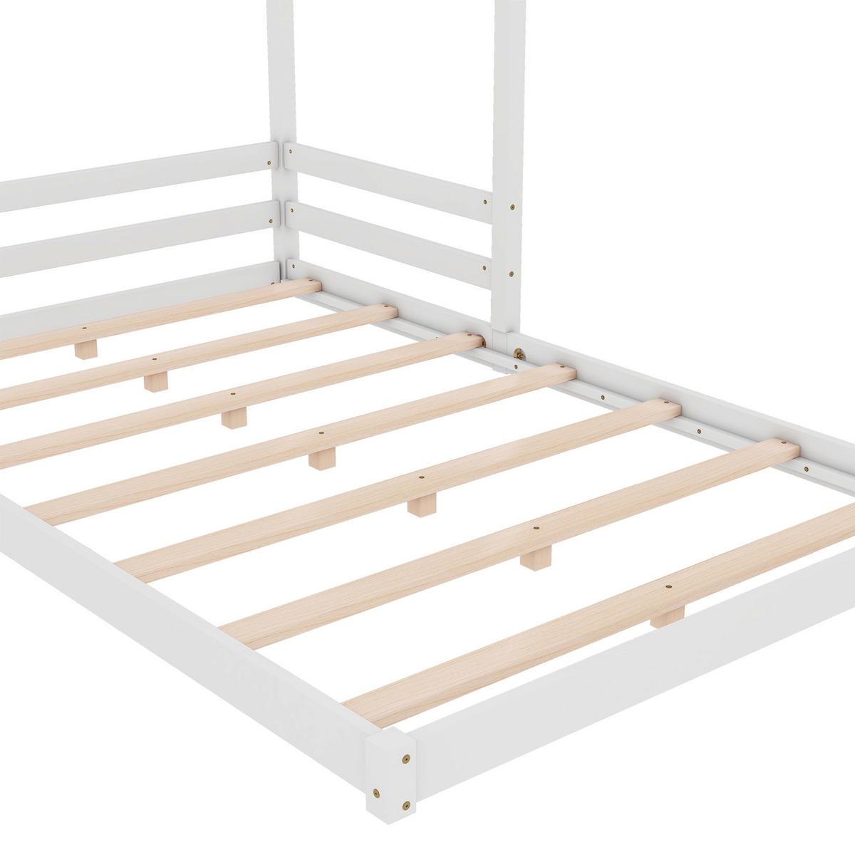 HAUSBETT 140x200cm Weiß Kiefer Hausform Minimalistisch - Weiß, Holz (140/200cm) - FLIEKS