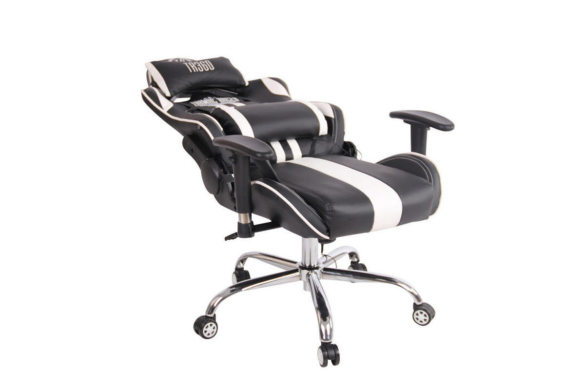 CHEFSESSEL Lederlook Schwarz/Weiß - Schwarz/Weiß, Textil/Metall (67/128/51cm) - CLP