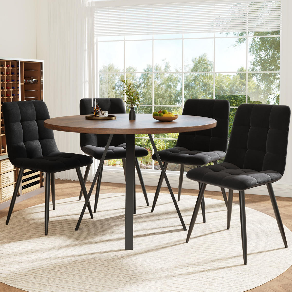 ESSTISCH, MDF mit Metallgestell, 80/80/75 cm, Walnussfarben/Schwarz - Walnussfarben, Holzwerkstoff (80/80/75cm) - Redom