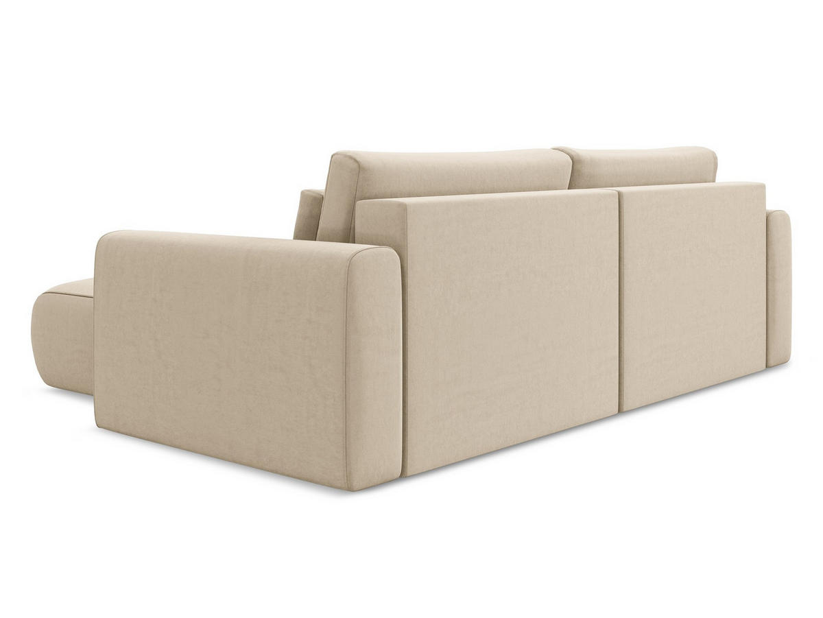 ECKSOFA mit Schlaffunktion Samt Stoff Beige - Beige/Creme, Kunststoff/Textil (240/149cm) - Makamii