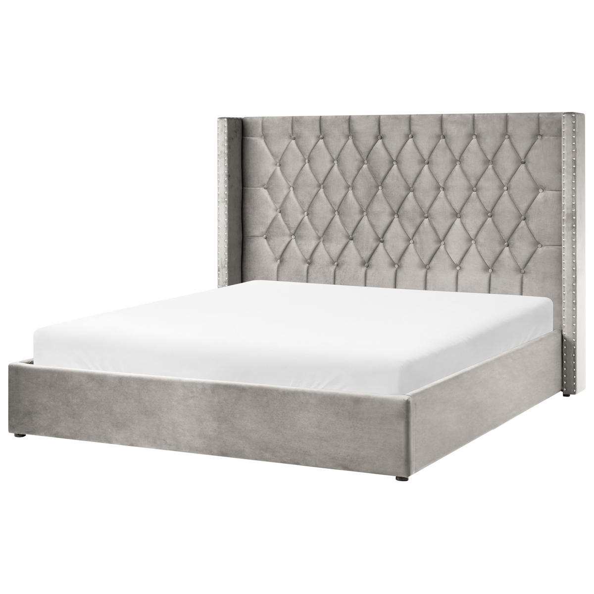 POLSTERBETT 180/200 cm Hellgrau Lubbon - Silberfarben/Hellgrau, Textil (180/200cm) - Beliani