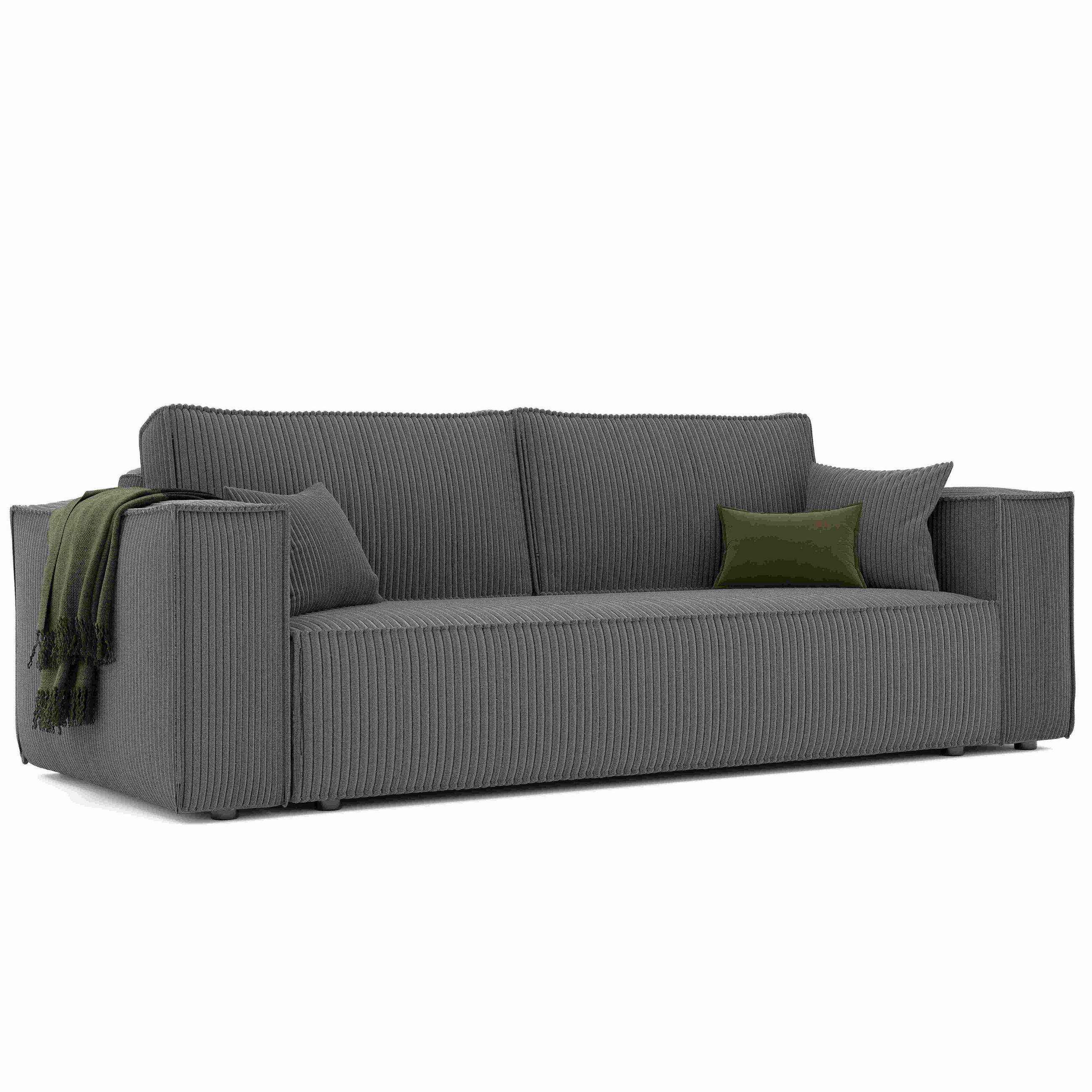 SOFA mit Schlaffunktion und Bettkasten, Dunkelgrau - Dunkelgrau/Grau, Holzwerkstoff/Textil (240/84/105cm) - Idohome