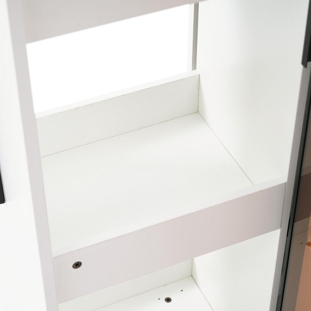 VITRINE 110cm Glastür LED Rollschrank französischer Stil - Weiß, Holzwerkstoff (110/160/35cm) - FLIEKS