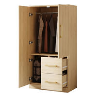 KLEIDERSCHRANK 70/40/135 cm mit 2 Drehtüren und 2 Schubladen in Holzfarbe - Naturfarben, Holz (70/135/40cm) - BEAOK