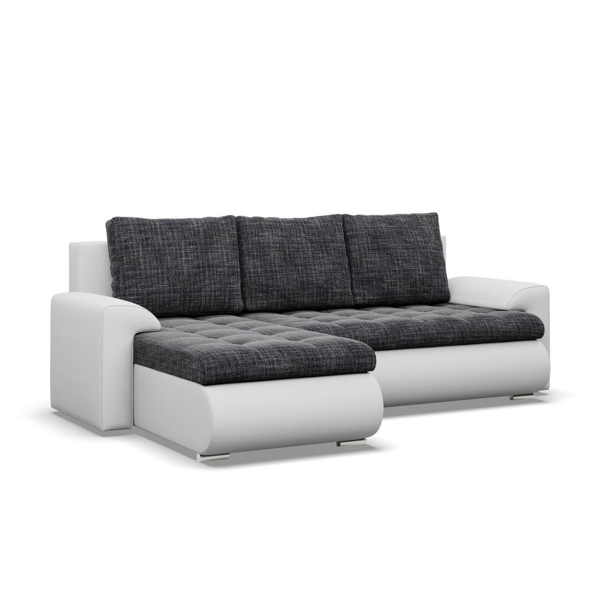 ECKSOFA LINKS MIT SCHLAFFUNKTION FORESTA, Schwarz + Grau - Schwarz/Grau, Textil (230/159cm) - Mebligo