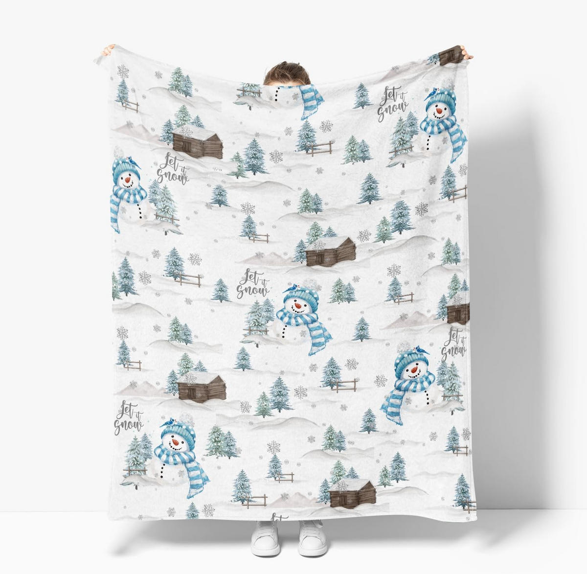 DECKE – Weihnachtsschneemann – 70 x 100 cm – Weiß - Weiß, Textil (70/100cm)