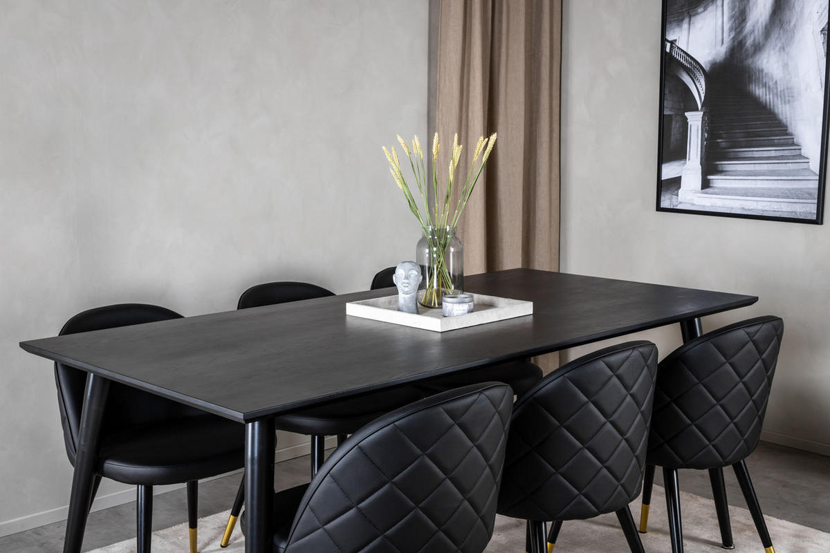 TISCHGRUPPE Schwarz - Schwarz, Holzwerkstoff (90/75/180cm) - ebuy24