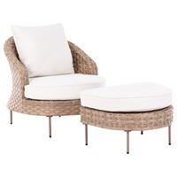 GARTENSESSEL mit Ottomane Polyrattan Braun Arcille - Braun, Kunststoff (80/80/93cm) - Beliani
