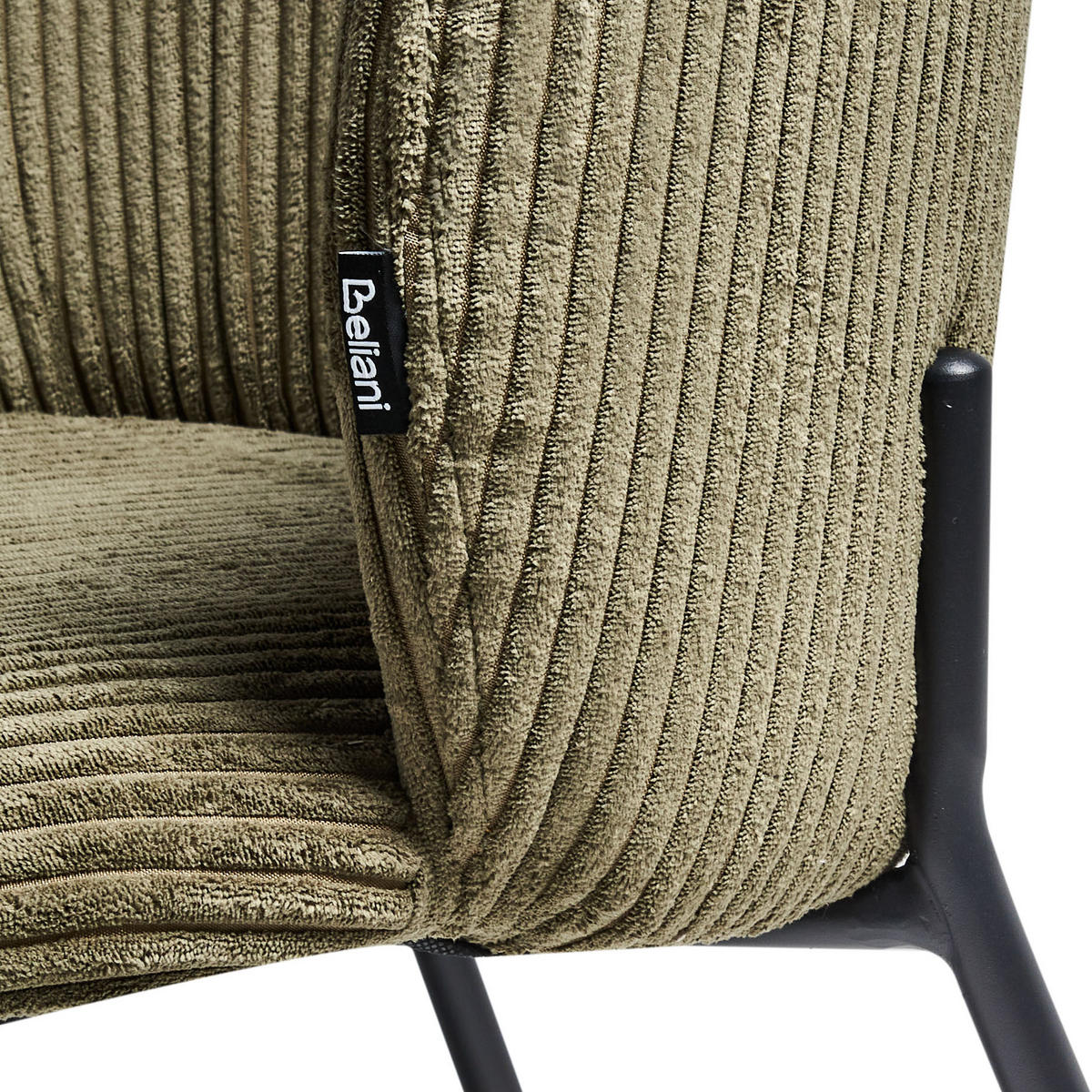 ESSZIMMERSTUHL 2er-Set Cord Olivgrün Miles - Schwarz/Grün, Textil (53/83/55cm) - Beliani