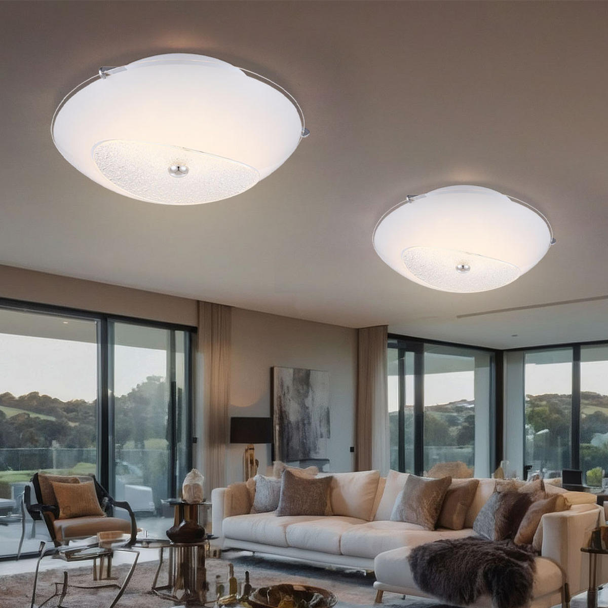 LED DECKENLEUCHTE KESSY Glas Chrom Weiß - Weiß, Glas/Metall (25/25/8cm) - Globo Lighting