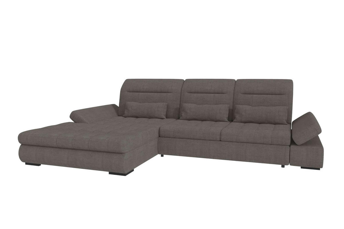 ECKSOFA Toscana Plus Velours inkl. Schlaffunktion - Grau, Textil (179/300cm) - 99rooms
