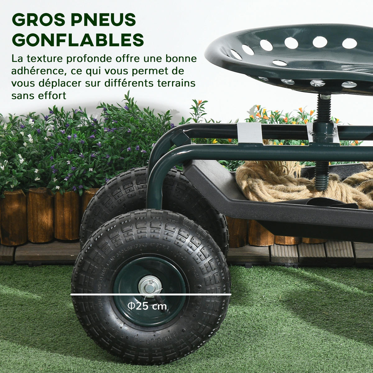 GARTENROLLSITZ DE-13766 Grün - Grün, Metall (36.5/60/83cm) - ComfortXL