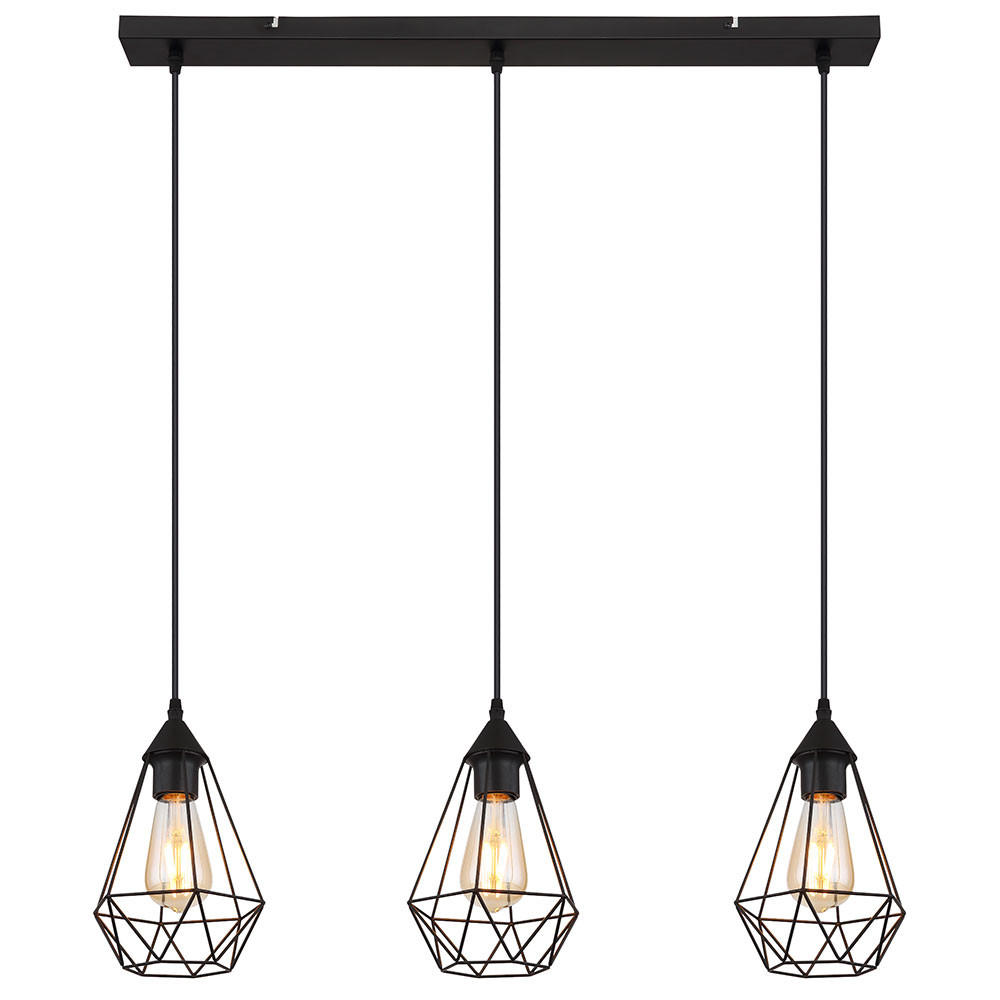 LED HÄNGELEUCHTE Gitterschirme Schwarz - Schwarz, Metall (79/17/120cm) - Globo Lighting