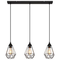 LED HÄNGELEUCHTE Gitterschirme Schwarz - Schwarz, Metall (79/17/120cm) - Globo Lighting