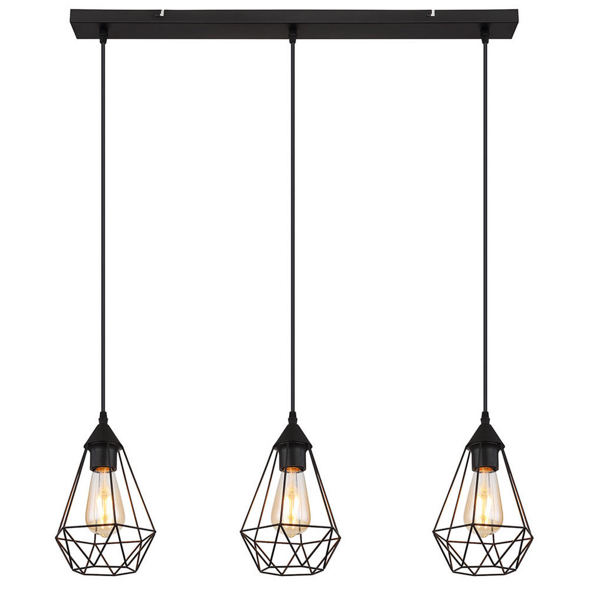 LED HÄNGELEUCHTE Gitterschirme Schwarz - Schwarz, Metall (79/17/120cm) - Globo Lighting