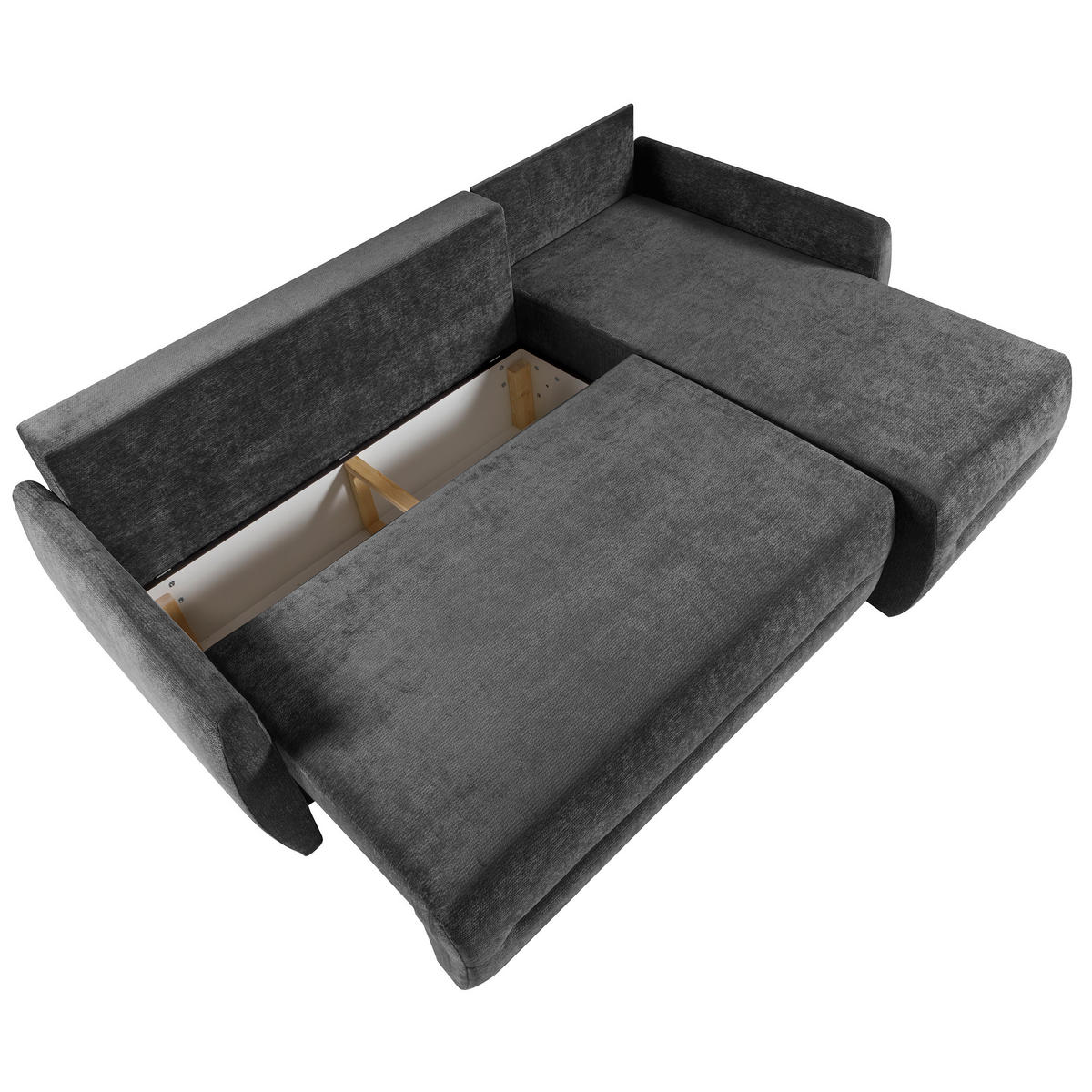 ECKSCHLAFSOFA Camila mit Schlaffunktion und universeller Ottomane, Dunkelgrau - Dunkelgrau, Textil (225/153cm) - Beautysofa