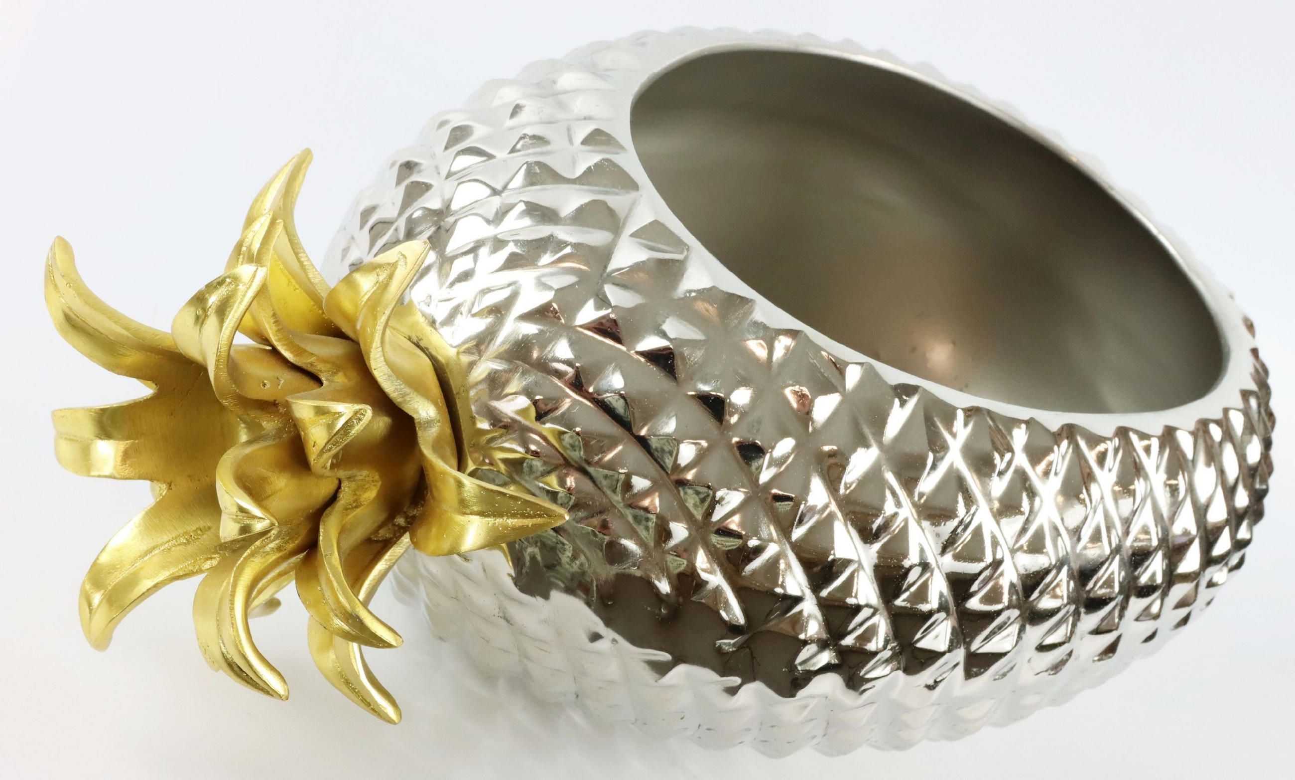 DEKOSCHALE Pineapple - Silberfarben, Metall (30cm) - FURNARO