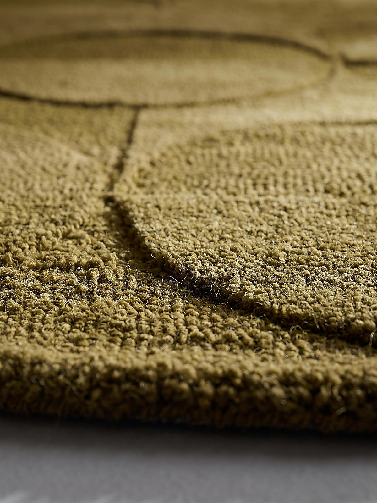 WOLLTEPPICH handgetuftet DEBEN, Kreis-Geometrie, Olivgrün, Ø 160 cm - Grün, Textil (160/160cm) - KADIMA DESIGN