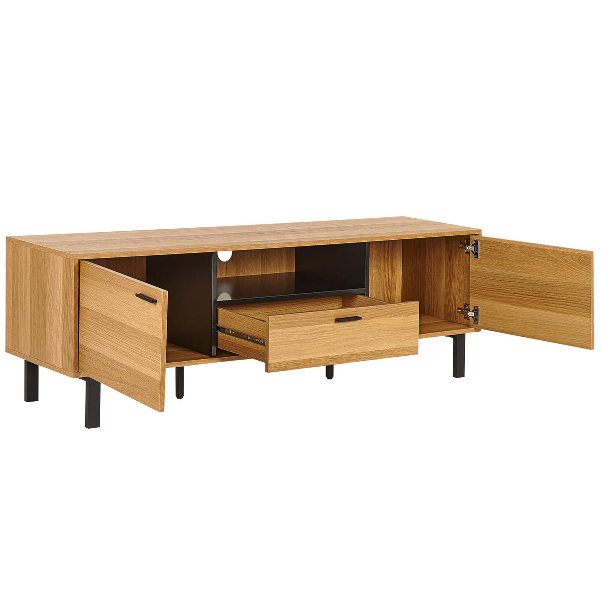 TV-MÖBEL Hellbraun, Schwarz CLAREMONT 40/160/51 cm - Hellbraun, Holzwerkstoff (160/51/40cm) - Beliani